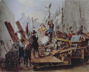 Barricades in the Stephansplatz, Vienna, 1848 (oil on canvas) | Obraz na stenu