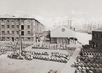 London Docks, Port of London, London, England in the late 19th century. From London, Historic and Social, published 1902. | Obraz na stenu