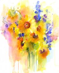 Sunflowers and delphinium, 2016, (watercolor) | Obraz na stenu