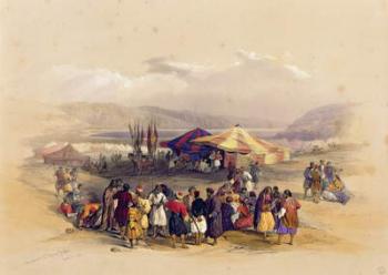 Encampment of the Pilgrims at Jericho' 1st April 1839, from Volume II of 'The Holy Land'; engraved by Louis Haghe (1806-85) published in London, 1842 (colour litho) | Obraz na stenu