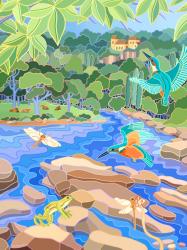 Les Martins Pecheurs, 1996, acrylic gouache on canvas | Obraz na stenu