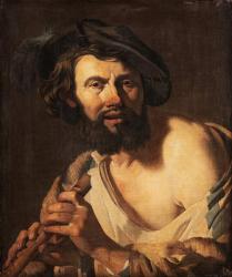 Man with flute, 1625 (oil on canvas) | Obraz na stenu