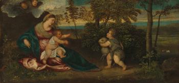 Madonna and Child and the Infant Saint John in a Landscape, 1540-50 (oil on canvas) | Obraz na stenu