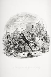 Nicholas astonishes Mr. Squeers and family, illustration from `Nicholas Nickleby' by Charles Dickens (1812-70) published 1839 (litho) (see also 259144) | Obraz na stenu