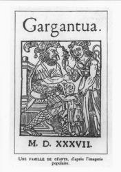 A Family of Giants, illustration from 'Gargantua' by Francois Rabelais (c.1483-1553) 1537 (xylograph) (b/w photo) | Obraz na stenu