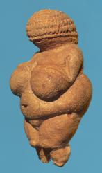 The Venus of Willendorf, side view of female figurine, Gravettian culture, Upper Palaeolithic Period, c.30000-18000 BC (oolitic limestone coloured with red ochre) (for detail see 93777) | Obraz na stenu