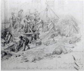 Enlarging the sewers at Moorfields, London, 1841 (pencil on paper) | Obraz na stenu