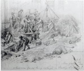 Enlarging the sewers at Moorfields, London, 1841 (pencil on paper) | Obraz na stenu