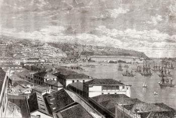 The city and port of Valparaiso, Chile, from 'L'Univers Illustré', 1866 (engraving) | Obraz na stenu