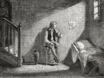 The Dauphin in Captivity in 1792, engraved by Theodor Meyer-Heine (engraving) | Obraz na stenu