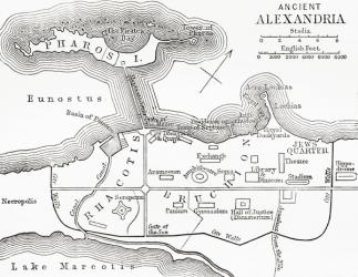 Map of ancient Alexandria, Egypt. From The Imperial Bible Dictionary, published 1889. | Obraz na stenu