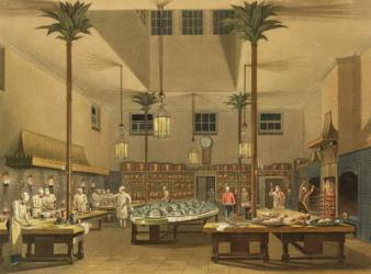 The Great Kitchen, from 'Views of The Royal Pavilion, Brighton' by John Nash (1752-1835) 1826 (coloured aquatint) | Obraz na stenu