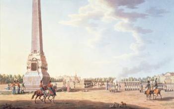 The Obelisque to the victories of Roumaintzof and the Statue of Souvrorofs at St.Petersburg (print) | Obraz na stenu