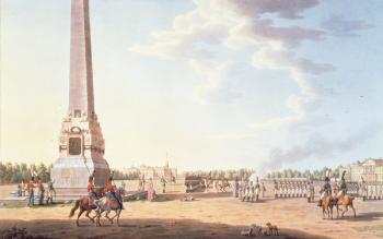 The Obelisque to the victories of Roumaintzof and the Statue of Souvrorofs at St.Petersburg (print) | Obraz na stenu