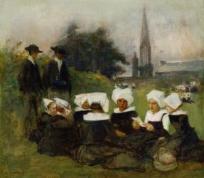 Study for Breton Women at a Pardon, c.1887 (oil on panel) (see also 60974) | Obraz na stenu