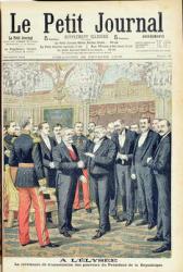 In the Elysee Palace, the Ceremonial Transfer of Powers of the President of the French Republic, illustration from 'Le Petit Journal', 25th February 1906 (coloured engraving) | Obraz na stenu