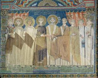 The Emperor Constantine IV grants tax immunity to the Archbishop of Ravenna (mosaic) | Obraz na stenu