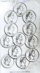 Portraits of Roman Emperors, from 'The History of the Decline and Fall of the Roman Empire', Vol I, by Edward Gibbon, 1808 (litho) (b/w photo) | Obraz na stenu
