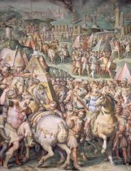 The Siege of Livorno by Maximilian I (1459-1519) from the Salone dei Cinquecento, 1555-72 (fresco) | Obraz na stenu