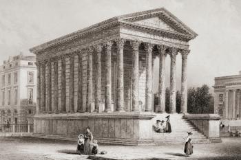 The Maison Carree, Nimes, France. Engraved by Roberts after Chapuy. | Obraz na stenu