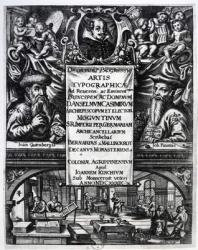 Frontispiece to 'On the Origin and History of Typography' by Bernardus Mallinckrodt, 1634 (engraving) (b/w photo) | Obraz na stenu