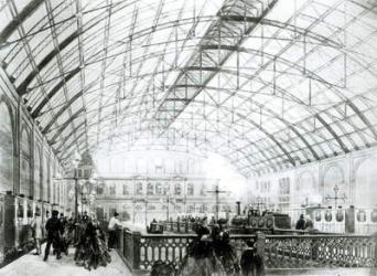 Interior of Charing Cross station, engraved by the Kell Brothers, c.1864 (engraving) (b/w photo) | Obraz na stenu