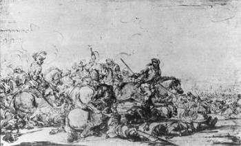 A Cavalry Battle (chalk, pen and ink on paper) | Obraz na stenu
