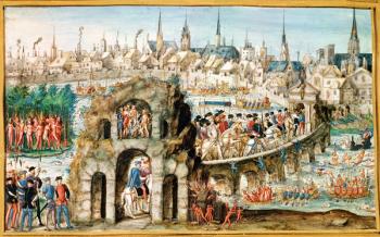 The Royal Entry Festival of Henri II (1519-59) into Rouen, 1st October 1550 (vellum) | Obraz na stenu