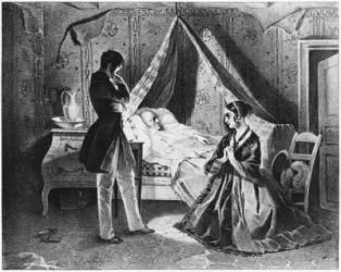 Father Goriot on his Deathbed, illustration from 'Le Pere Goriot' by Honore de Balzac (1799-1850) (litho) (b/w photo) | Obraz na stenu