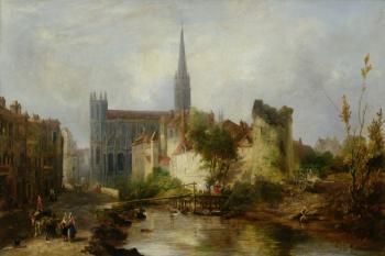 View of the Church of St. Peter, Caen, 1841 (oil on canvas) | Obraz na stenu