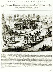 Ralph Hamor visits Powhatan, 1619 (engraving) (b/w photo) | Obraz na stenu