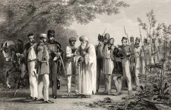 Capture of the King of Delhi by Captain Hodson, from 'The History of the Indian Mutiny' published in 1858 (engraving) | Obraz na stenu