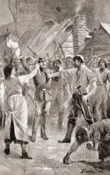 Militia commander Keller Anderson is captured by coal miners at Coal Creek, Anderson County, Tennessee, United States of America, during The Coal Creek War, c.1892. From The History of Our Country, published 1900 | Obraz na stenu