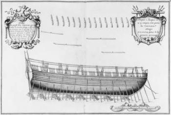 Profile of a vessel, illustration from the 'Atlas de Colbert', plate 22 (pencil & w/c on paper) (b/w photo) | Obraz na stenu