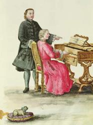 A Singer at the Clavichord with her Teacher (w/c on paper) | Obraz na stenu