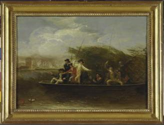 The Fishing Party - a Party of Gentlemen fishing from a Punt, 1794 (oil on slate) | Obraz na stenu
