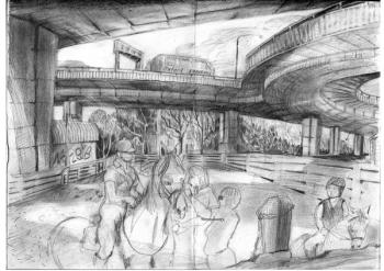 Horseriding under the Westway | Obraz na stenu