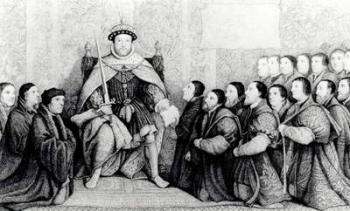 Henry VIII bestowing the charter on the Barber Surgeons (litho) | Obraz na stenu