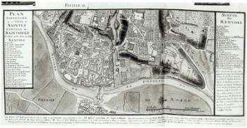 Atlas 131 fol.13 Map of Saintes, capital of Saintonge, from 'Recueil des Plans de Saintonge', 1711 (pen & ink and w/c on paper) (b/w photo) | Obraz na stenu
