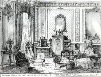 Drawing Room in the Louis Seize Style (litho) (b/w photo) | Obraz na stenu