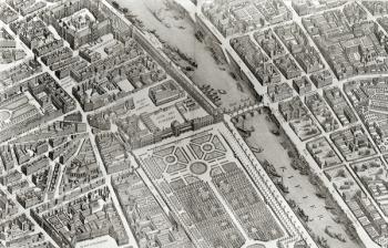 Plan of Paris, known as the 'Plan de Turgot', engraved by Claude Lucas, 1734-39 (engraving) (b/w photo) (detail) | Obraz na stenu