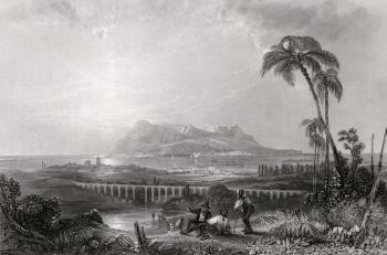 Gibraltar seen from the Algeciras (engraving) | Obraz na stenu