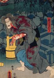 The blood stained witch - figure from Japanese theatre, 1852 (colour woodblock print) | Obraz na stenu