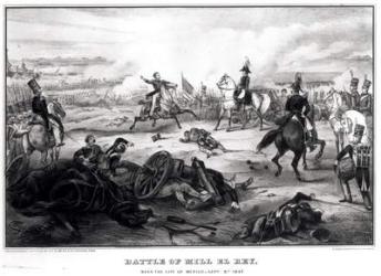 Battle of Mill El Rey, near the City of Mexico, September 8th 1847 (engraving) (b&w photo) | Obraz na stenu