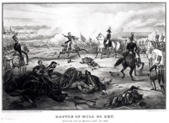 Battle of Mill El Rey, near the City of Mexico, September 8th 1847 (engraving) (b&w photo) | Obraz na stenu