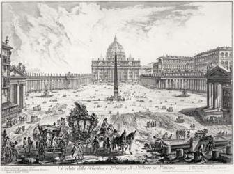 View of St. Peter's Basilica and Piazza, from the 'Views of Rome' series, c.1760 (etching) | Obraz na stenu