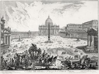 View of St. Peter's Basilica and Piazza, from the 'Views of Rome' series, c.1760 (etching) | Obraz na stenu