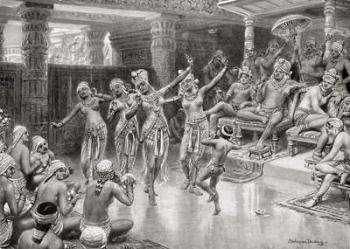 A 19th century artist's impression of Gautamiputra Satakarani celebrating his victory over Nahapana, from Hutchinson's History of the Nations, pub.1915 | Obraz na stenu