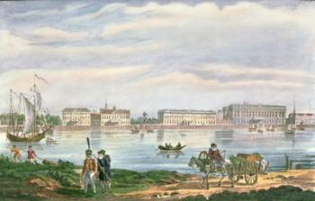 The Marble Palace and the Neva Embankment in St. Petersburg, 1822 (colour litho) | Obraz na stenu