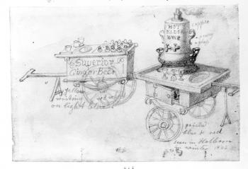 Gingerbeer and Hot Elder Wine stalls in Holborn, 1842 (pencil on paper) | Obraz na stenu